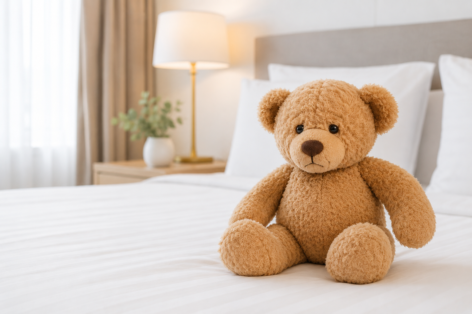 Hotelsituation mit zurückgelassenem Gepäckstück im Hotelzimmer